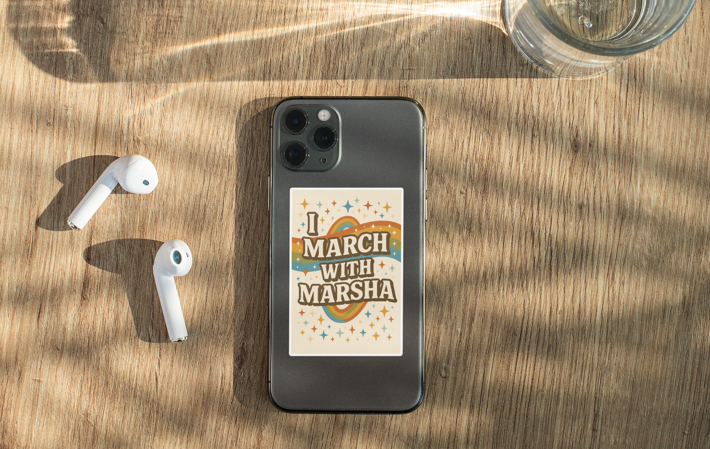 🌈✨ “I March With Marsha” Vinyl Sticker – Pride & Protest Edition