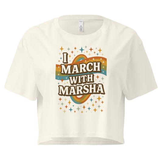 🌈✊ “I March With Marsha” Retro Pride Crop Top  – Honoring a Trailblazer